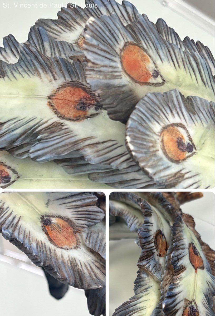DE CAPOLI COLLECTION Peacock Sculpture Porcelain Resin Vintage