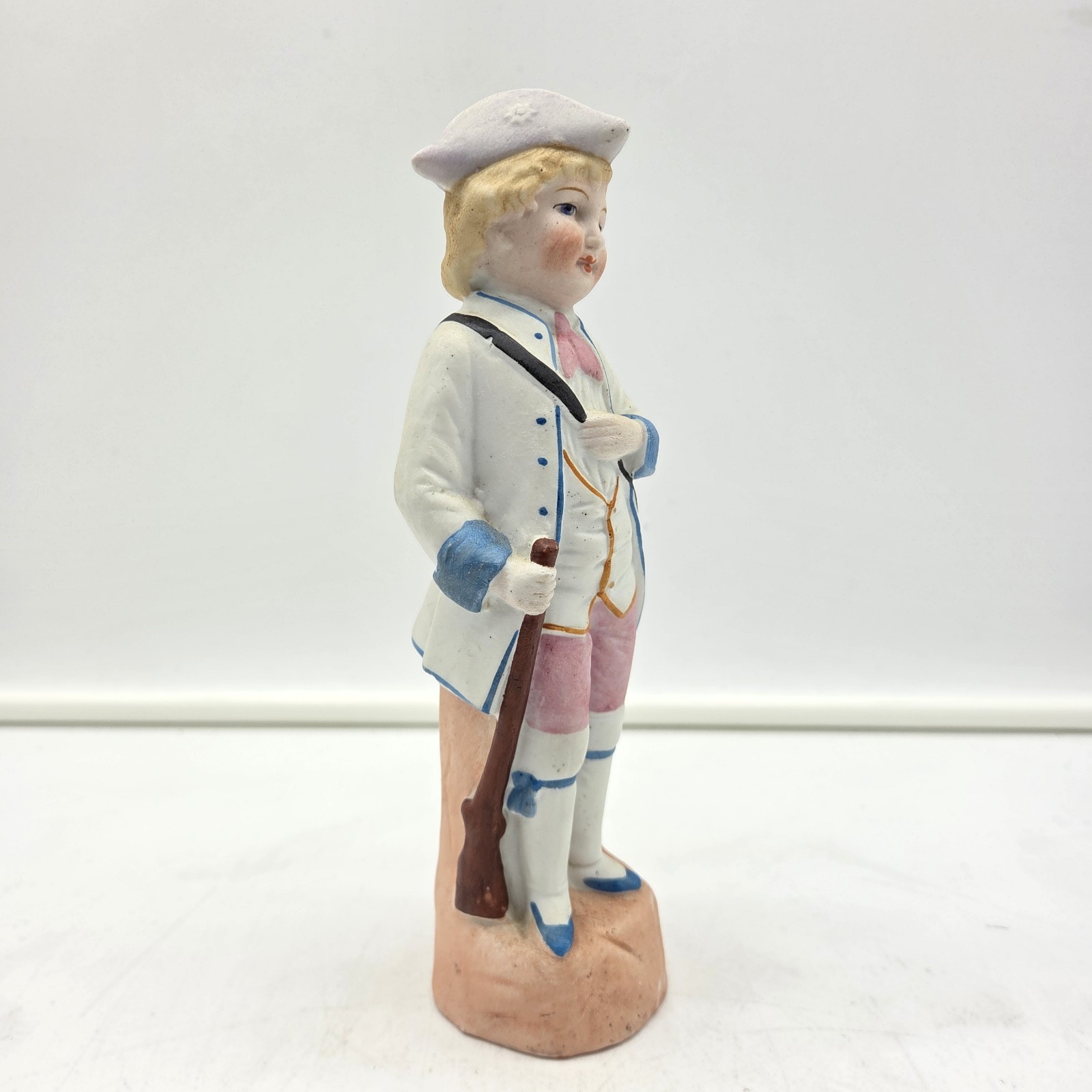 8.5″ Vintage c.1940s–1950s Hand Painted Ceramic Bisque Boy Figurine No. 5879