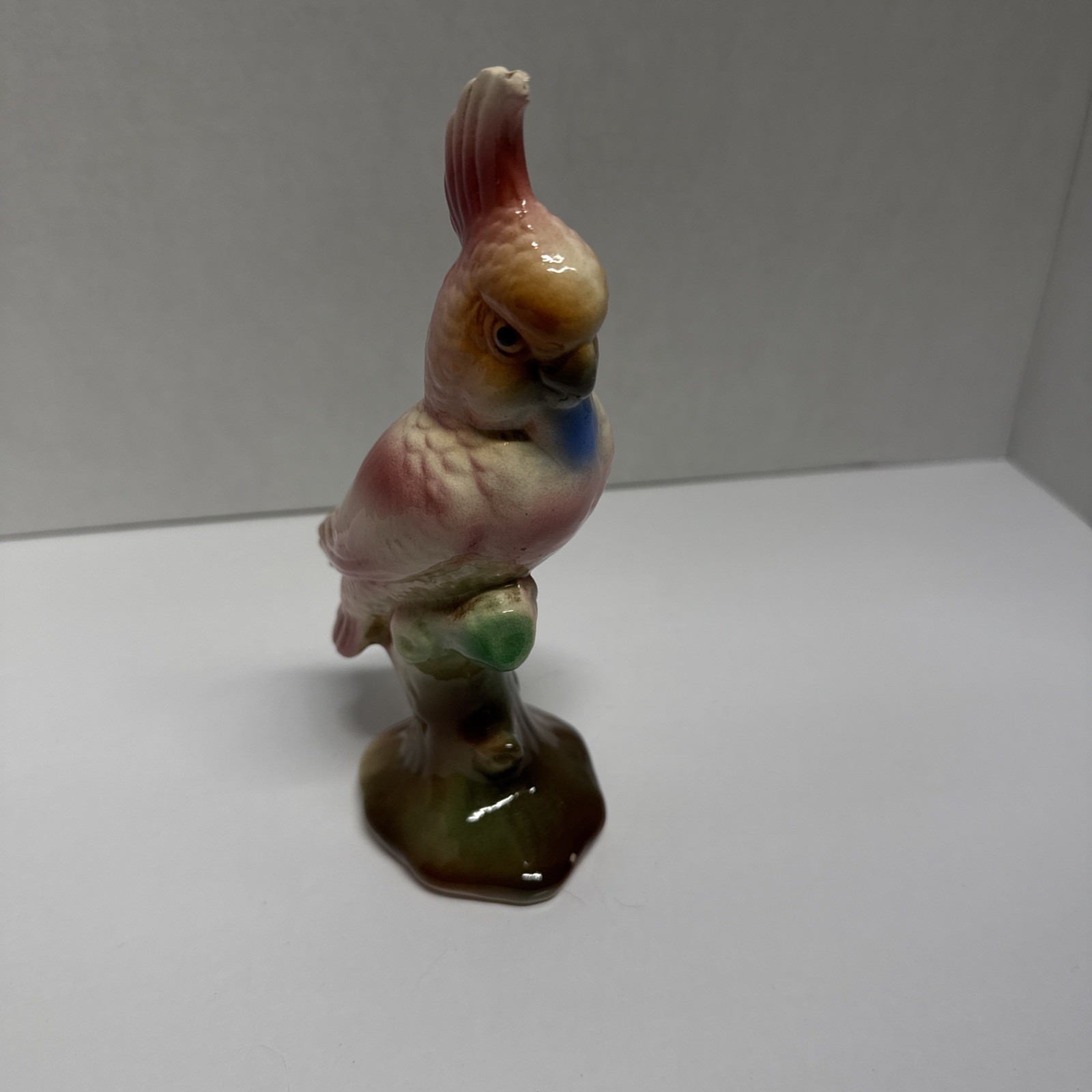 Vintage Royal Copley Pink Cockatoo Figurine 1950s AS-IS Chipped Crest