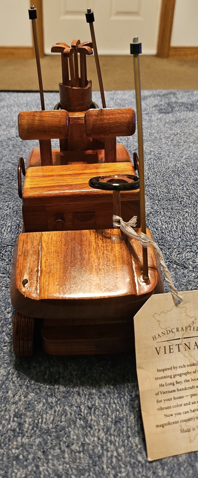 Wooden Golf Cart NEW Missing Canopy. Main pic is NOT one being sold.