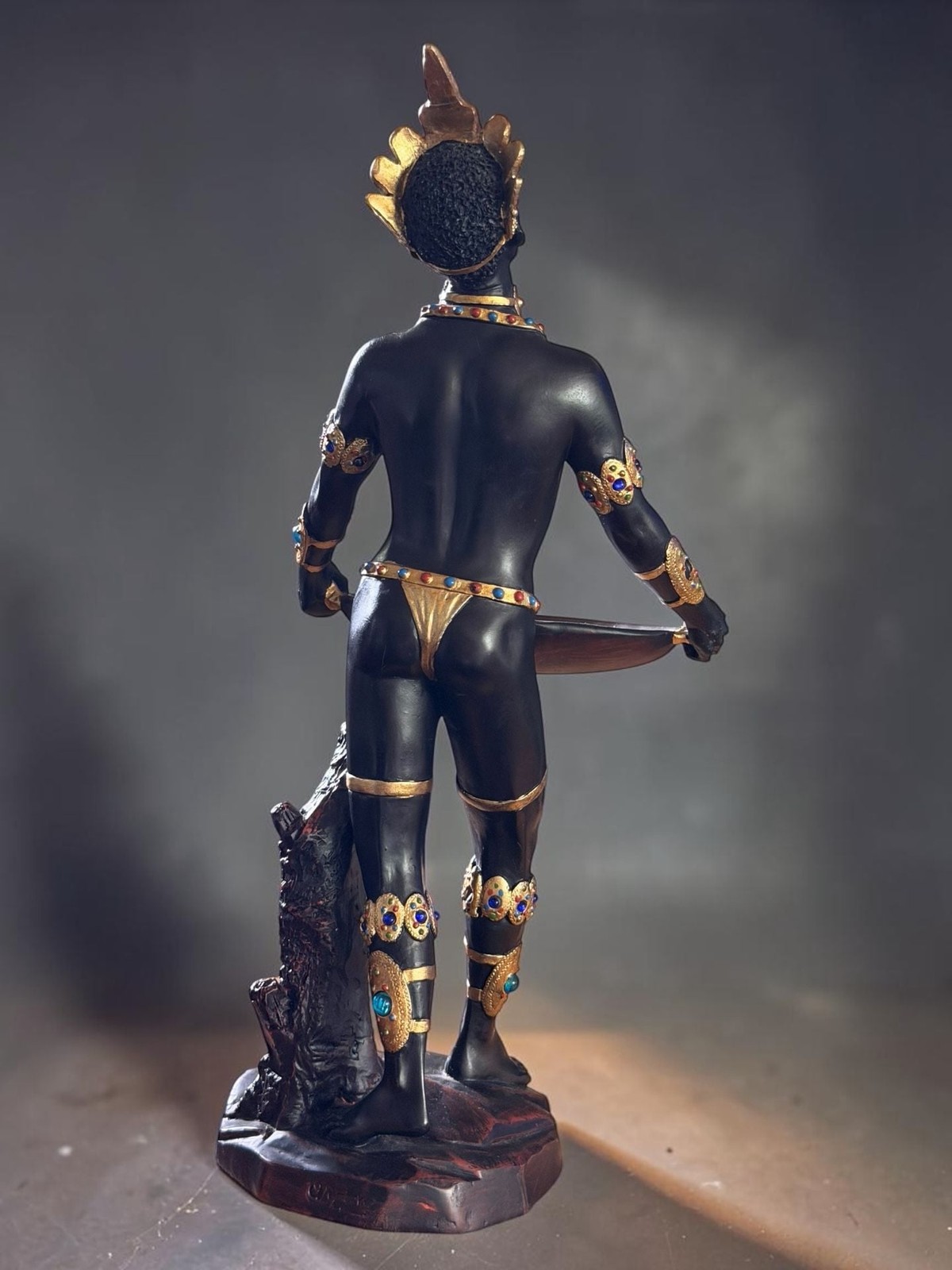 Baroque Style Blackamoor Figurine Statue Holding Serving Tray