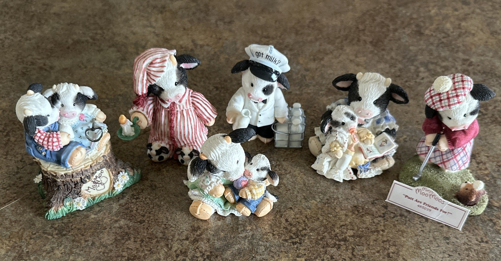 Vintage Enesco Mary’s Moo Moos Cow Figurines Lot of 6 1990s Country Farmhouse
