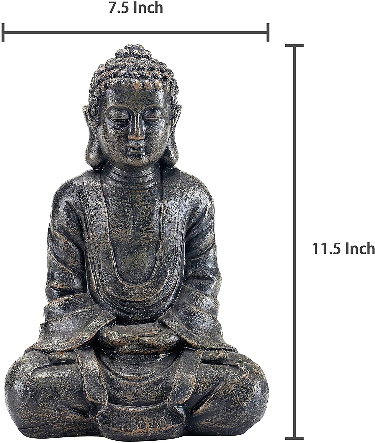 MyGift 12 inch Meditating Seated Buddha Statue Figurine with Rustic Gray Finish