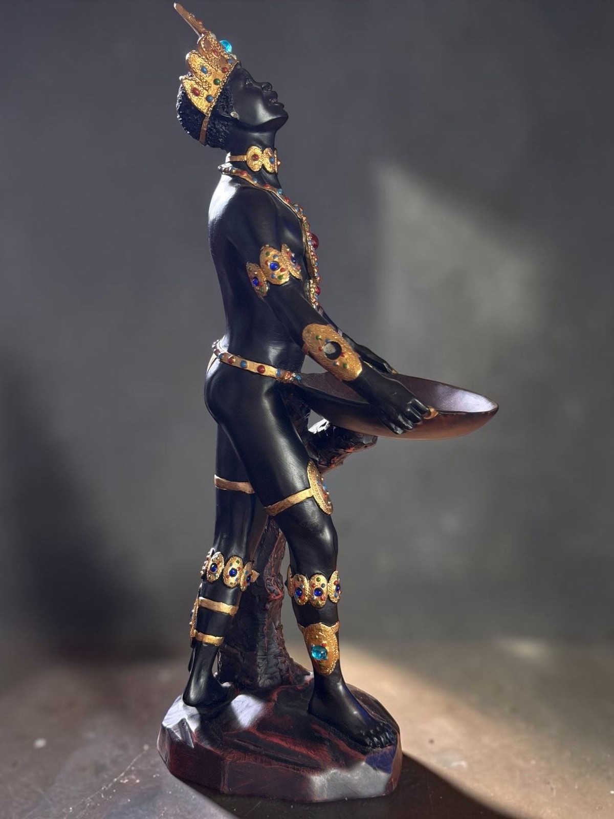 Baroque Style Blackamoor Figurine Statue Holding Serving Tray