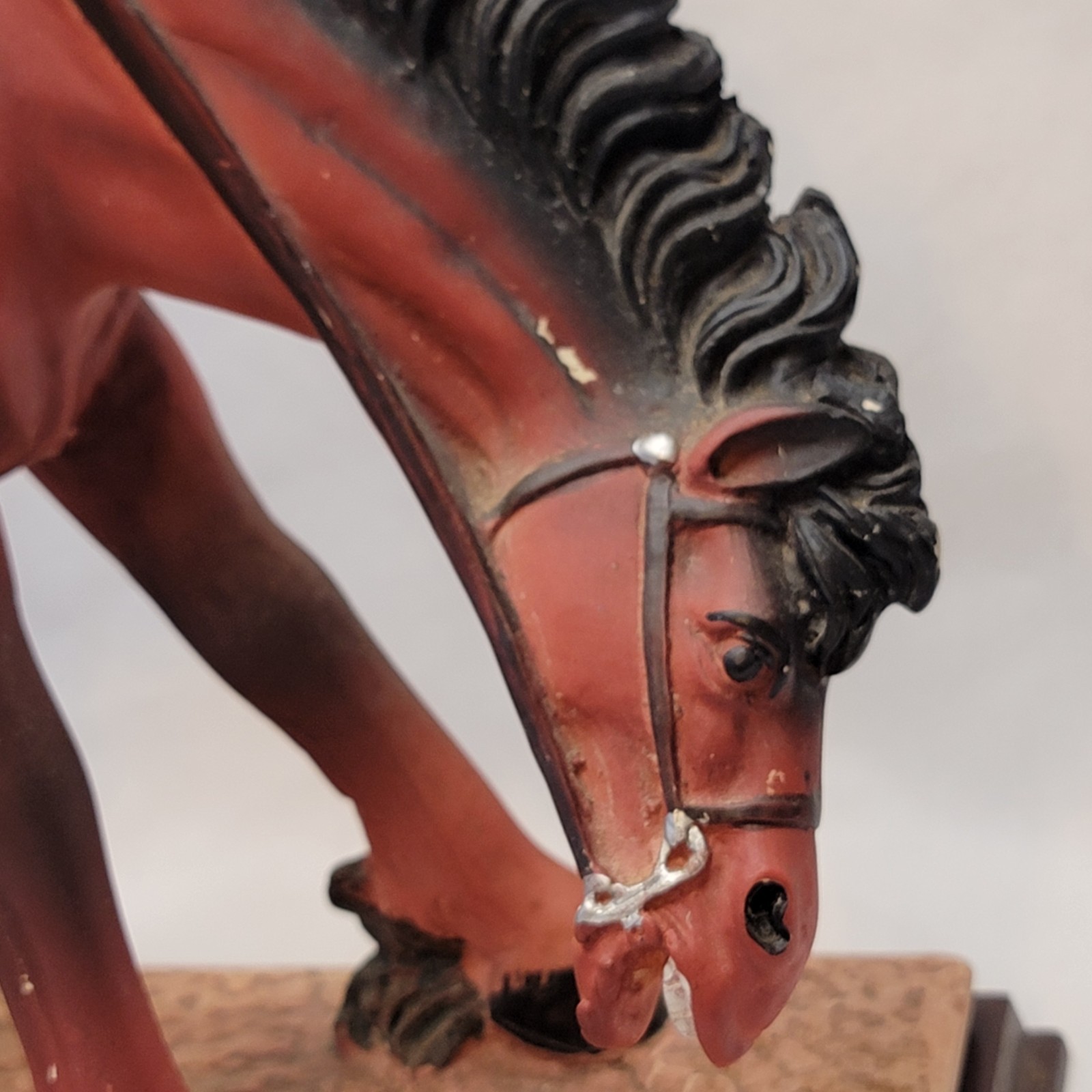 Western Rodeo COWBOY Bucking Bronco Red Horse Figure Statue Decoration
