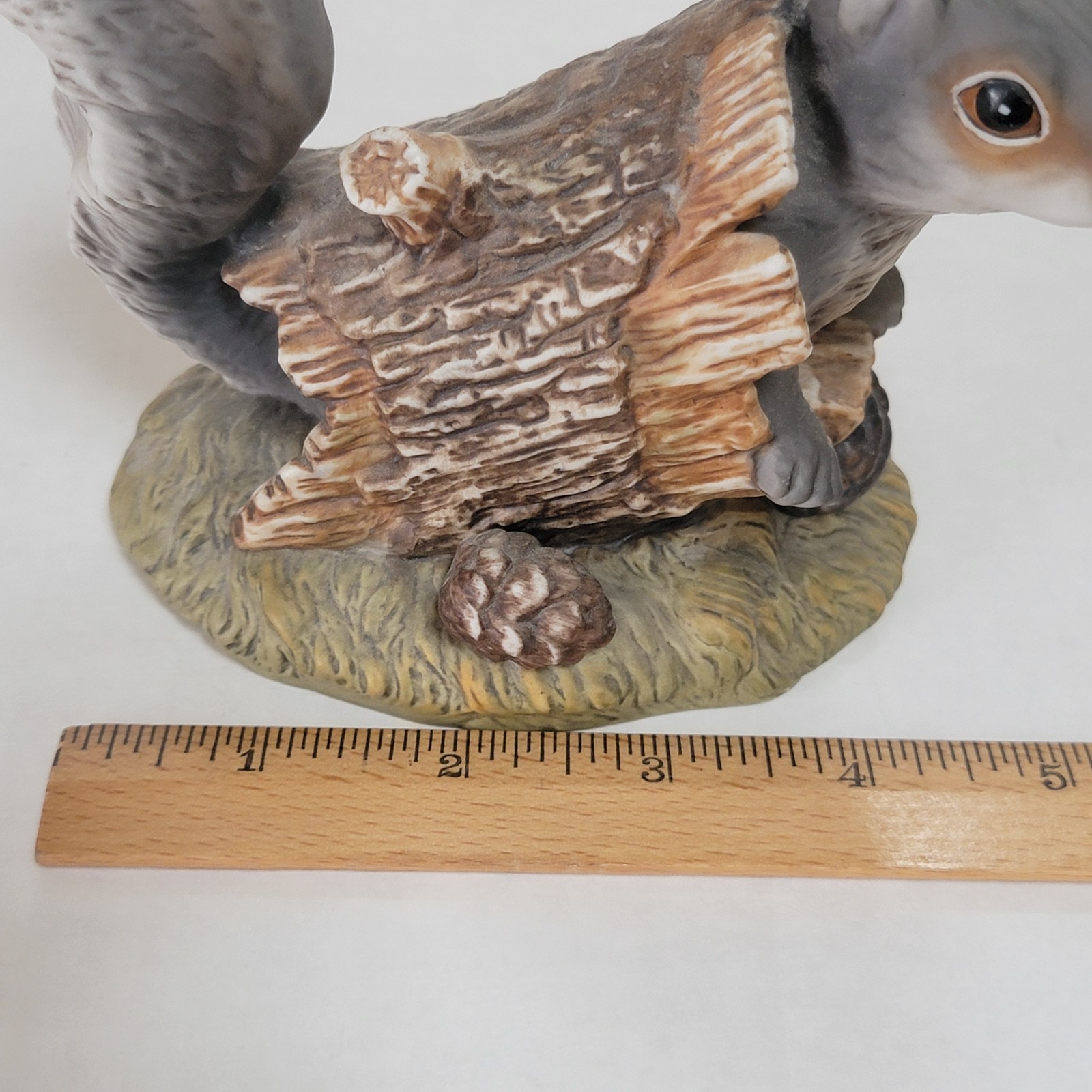 Squirrel In Log Figurine Vintage 1986 Masterpiece Porcelain by HOMCO