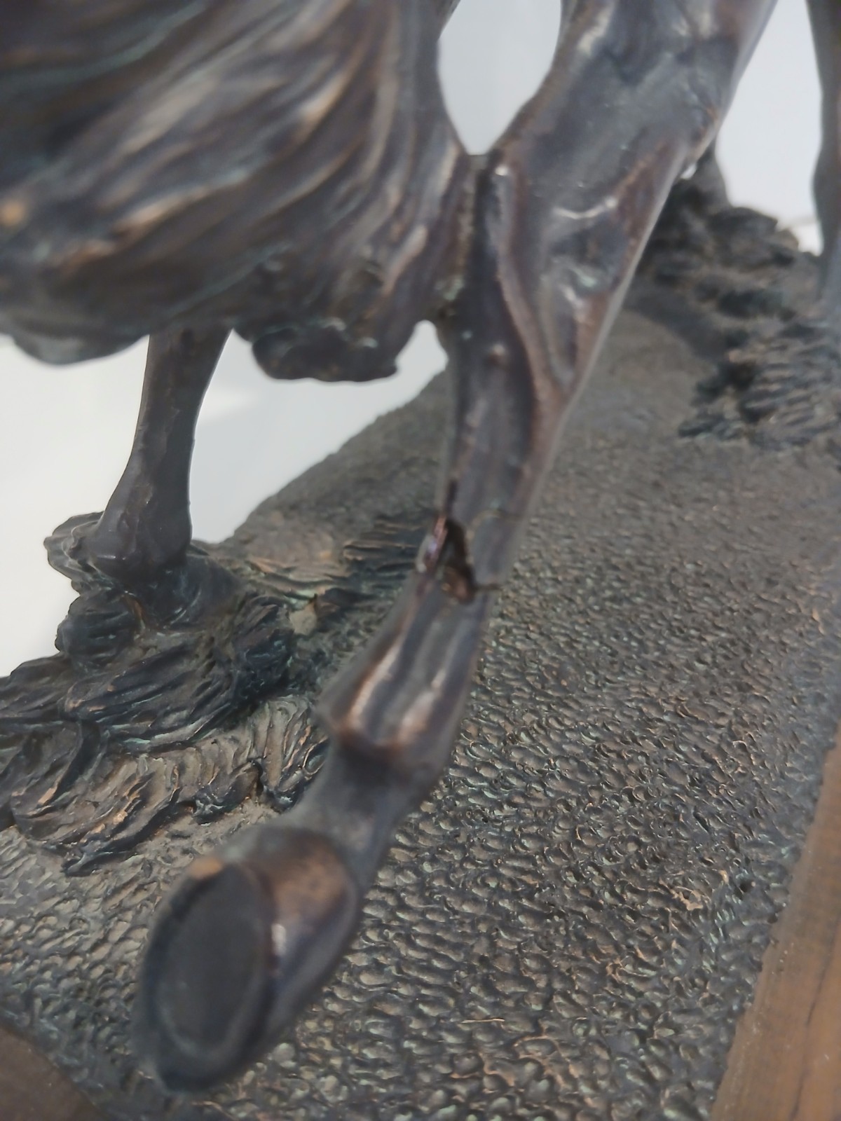 Bronzed Horse and Jockey Sculpture – Heavy Composite – Hand Painted on Wood Base