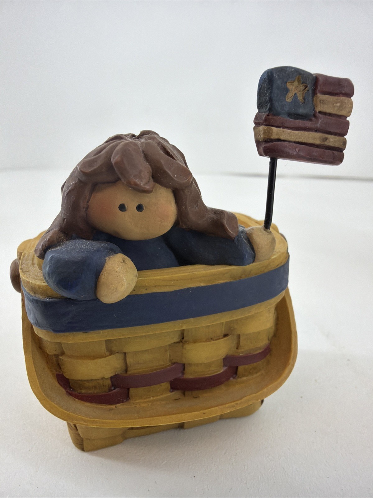 Blossom Bucket by Suzi Skogland Patriotic Polly Resin Trinket Basket /Figurine