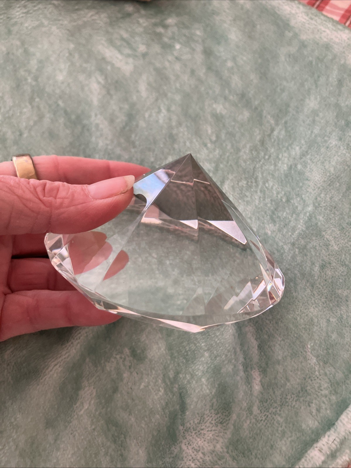 Crystal Diamond Cut Paper Weight 5″x3″ EUC Fun Gift & Great For Newly Engaged!