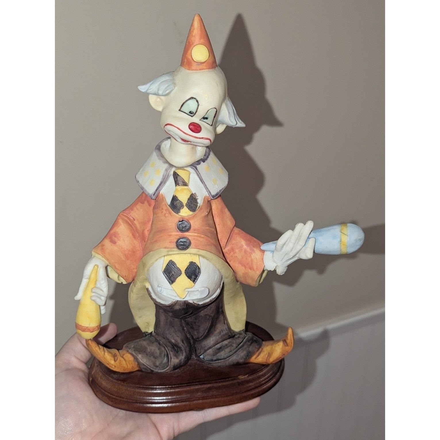 Price Imports Clown Figurine Orange Ceramic Vintage Sad Circus Decor 10in