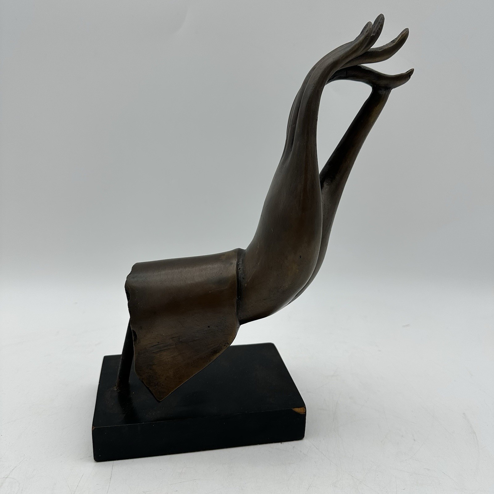Vintage Bronze Zen Hand Sculpture ~11” Tall Buddhist Mudra Hand