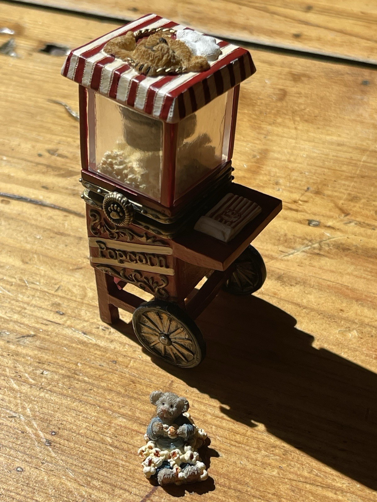 Boyds Treasure Box Kernel Popcorn Cart Trinket Box & Pop McNibble No Box RARE
