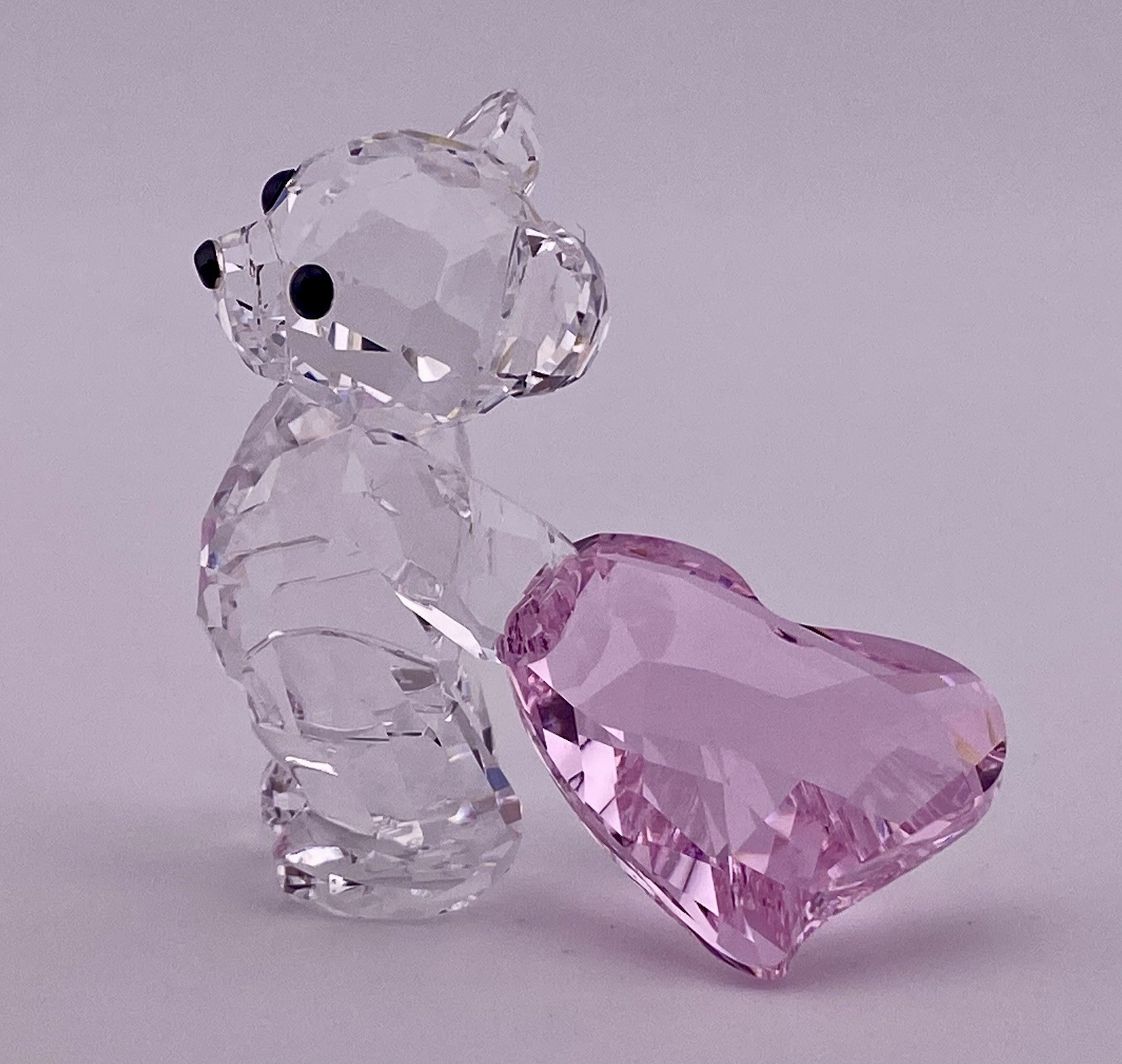 Swarovski Crystal Kris Bear WITH YOU Pink Heart Figurine, Swan Logo.