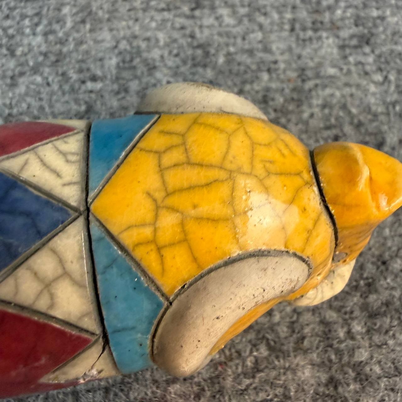 African Raku Pottery Elephant Figurine Handmade South Africa Folk Art
