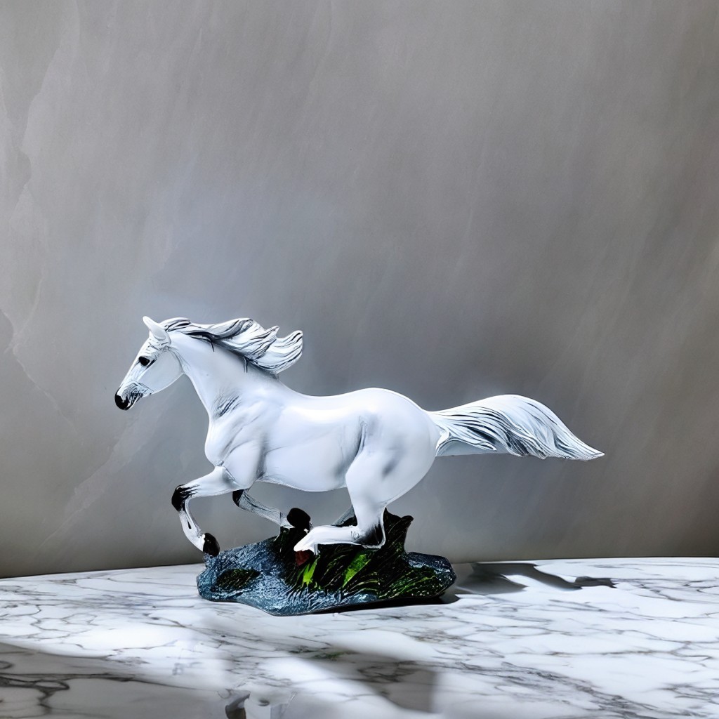 10″W White Realistic Running Horse Figurine Ornament Home Decor Unique Gift