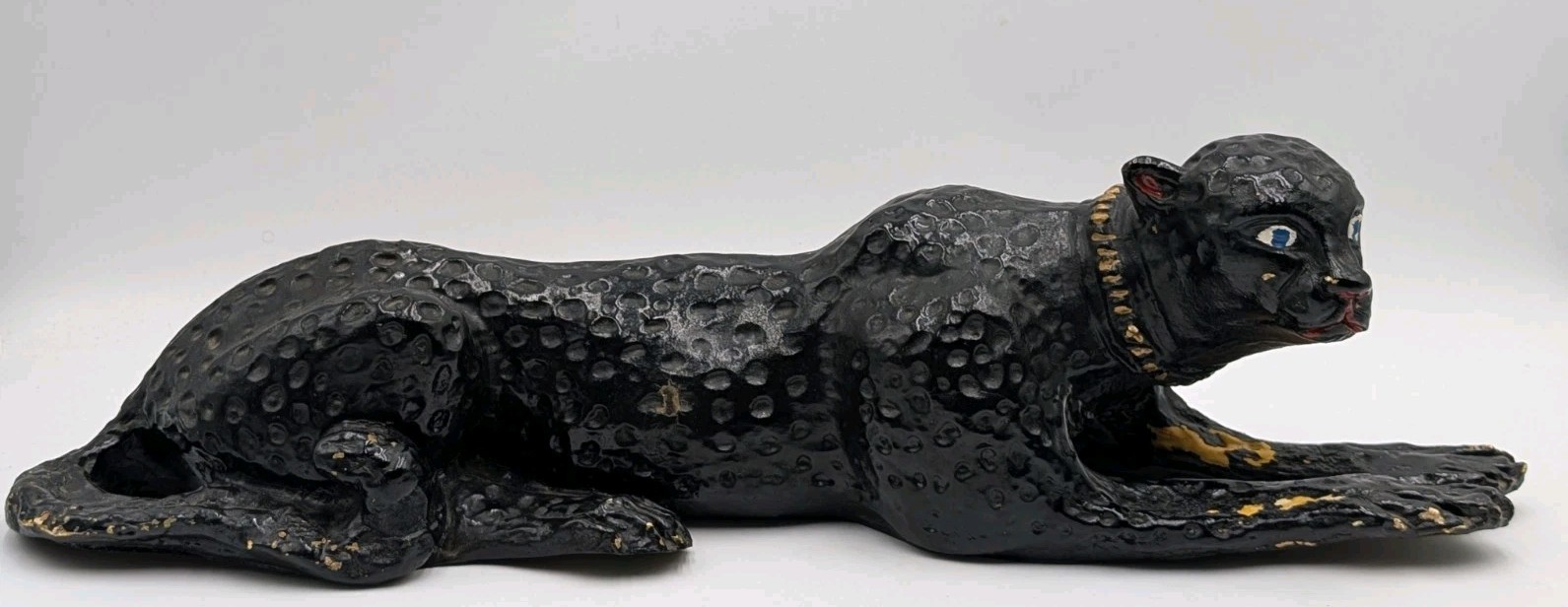 Panther Figurine 10lb MCM Antique Black Vtg 24″