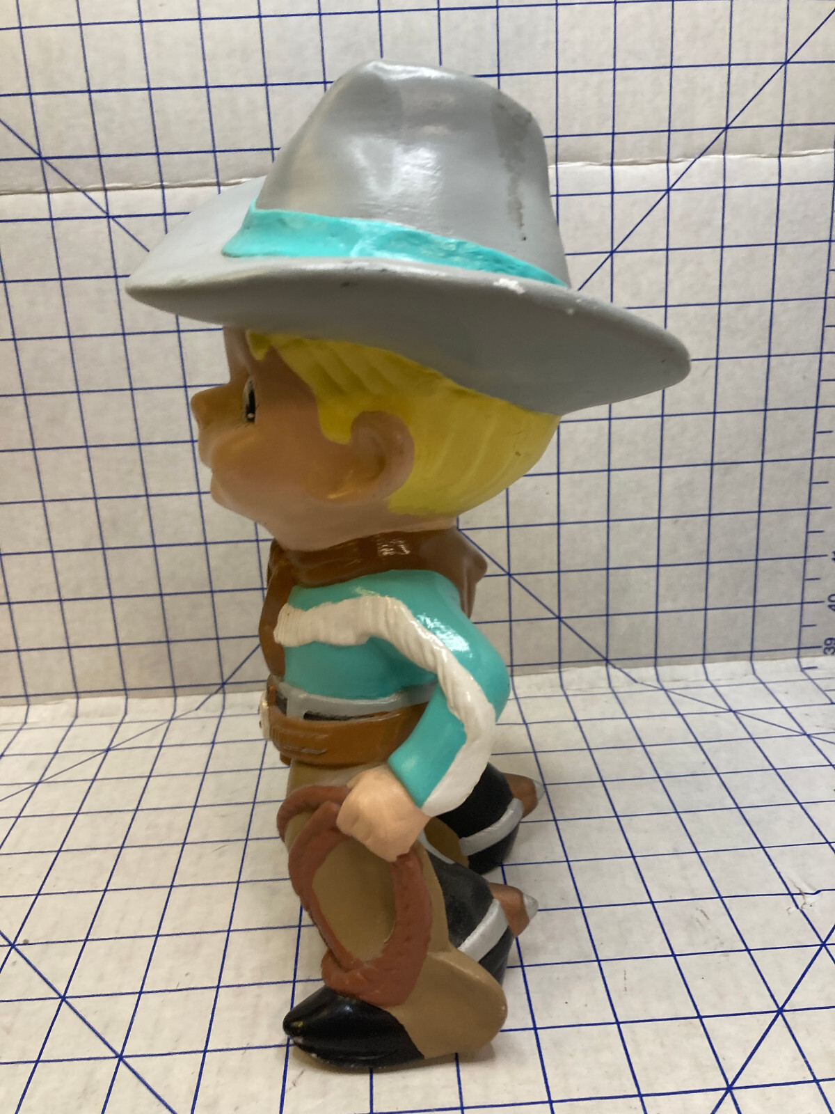 Vintage Atlantic Mold Ceramic Smiley Cowboy Boy Figurine Hand Painted Beautiful