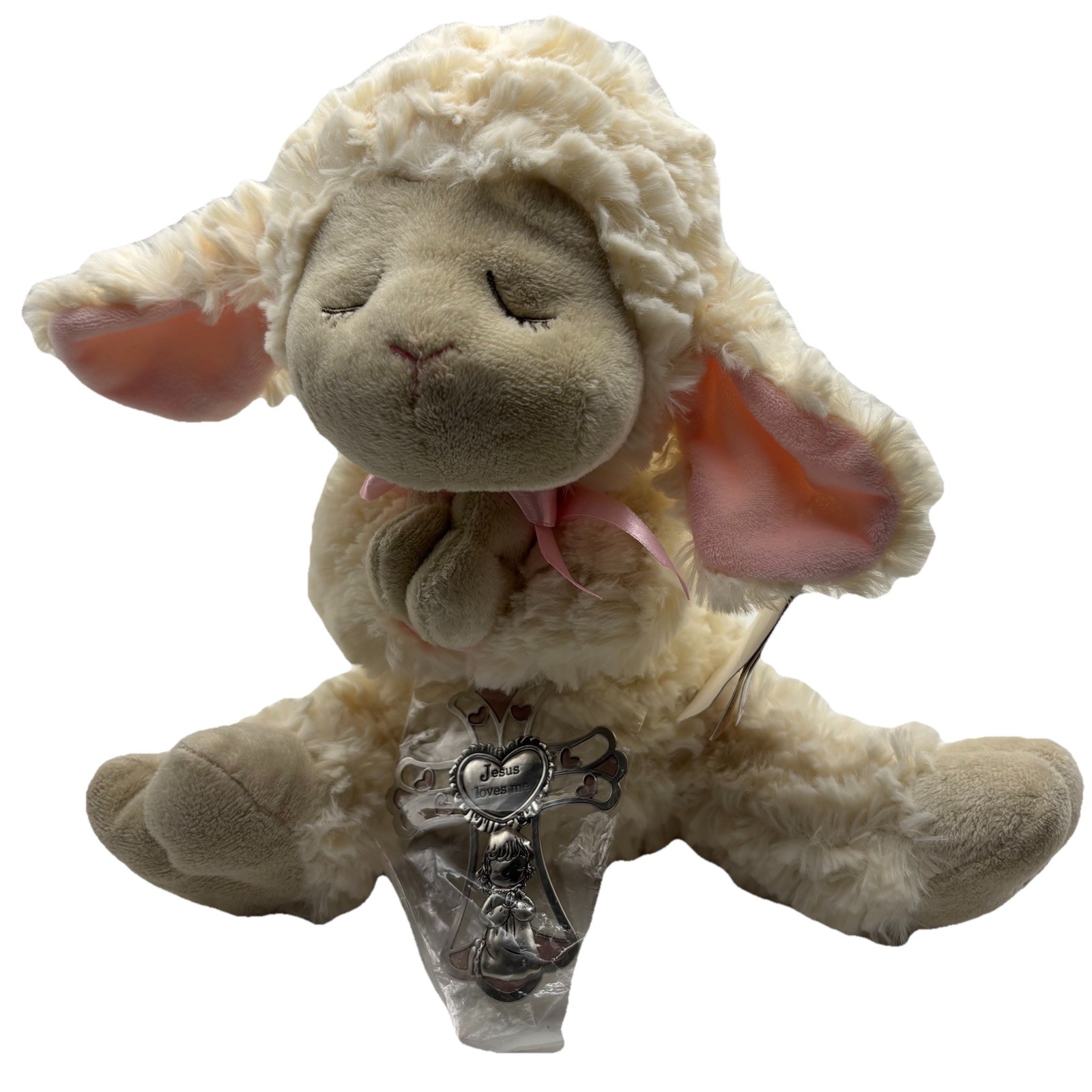 Ganz Serenity Lamb With Crib Cross Christening or Baptism Gift (Girl, Pink)