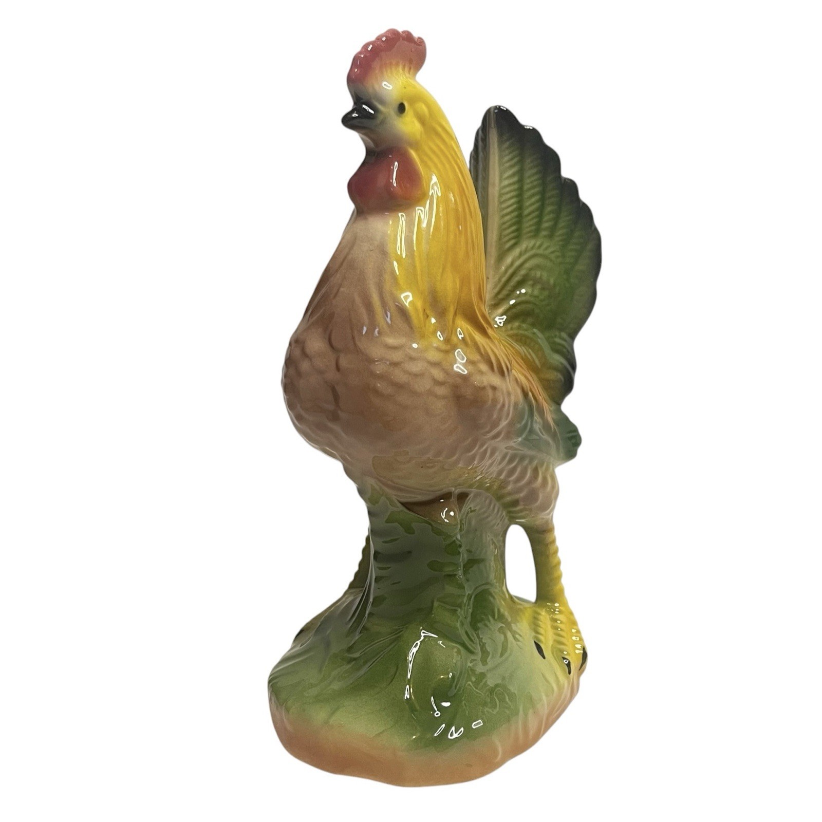 Vintage Rooster Ceramic Figurine Glossy Glazed Farmhouse Farm Country Rustic