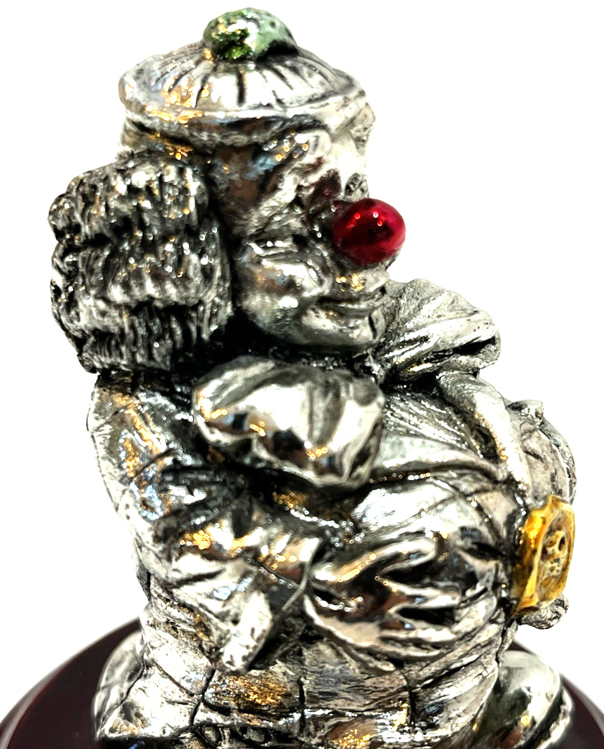 Vintage L. Toni Silver Clown Figurine Sculpture Signed Resin M&D OGGETTI D’ARTE