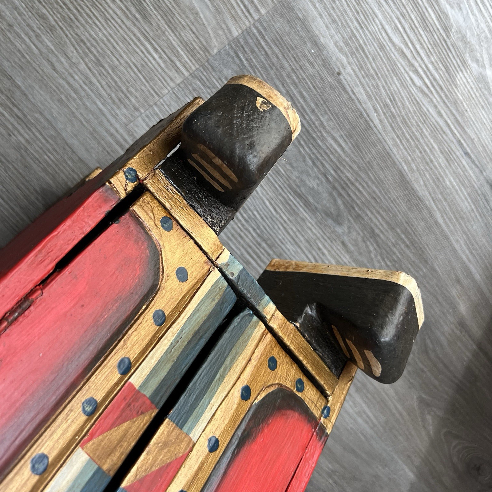 Rare Pair Folk Art King Queen Cabinet Figures Hand Painted Wood 41″ 39.5″