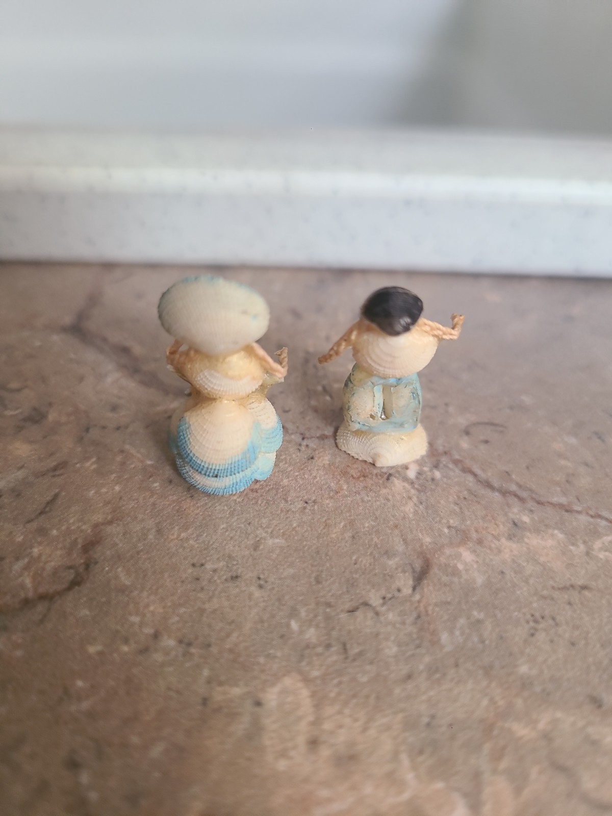 Vintage MCM Seashell Man & Lady Figurine Folk Art Handmade Beach Souvenir 1969