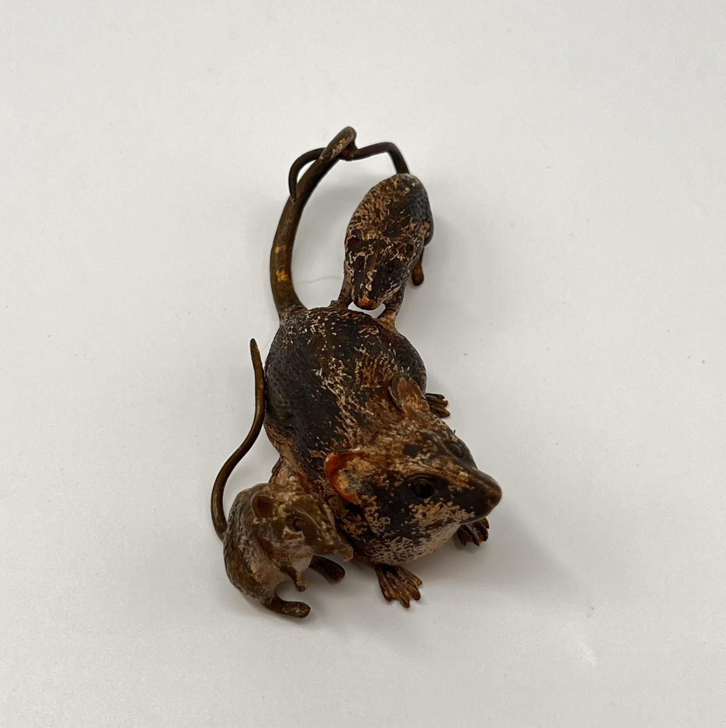 Antique Vienna Bronze Mouse Family Group Cold Painted Geschutzt Depose Austria