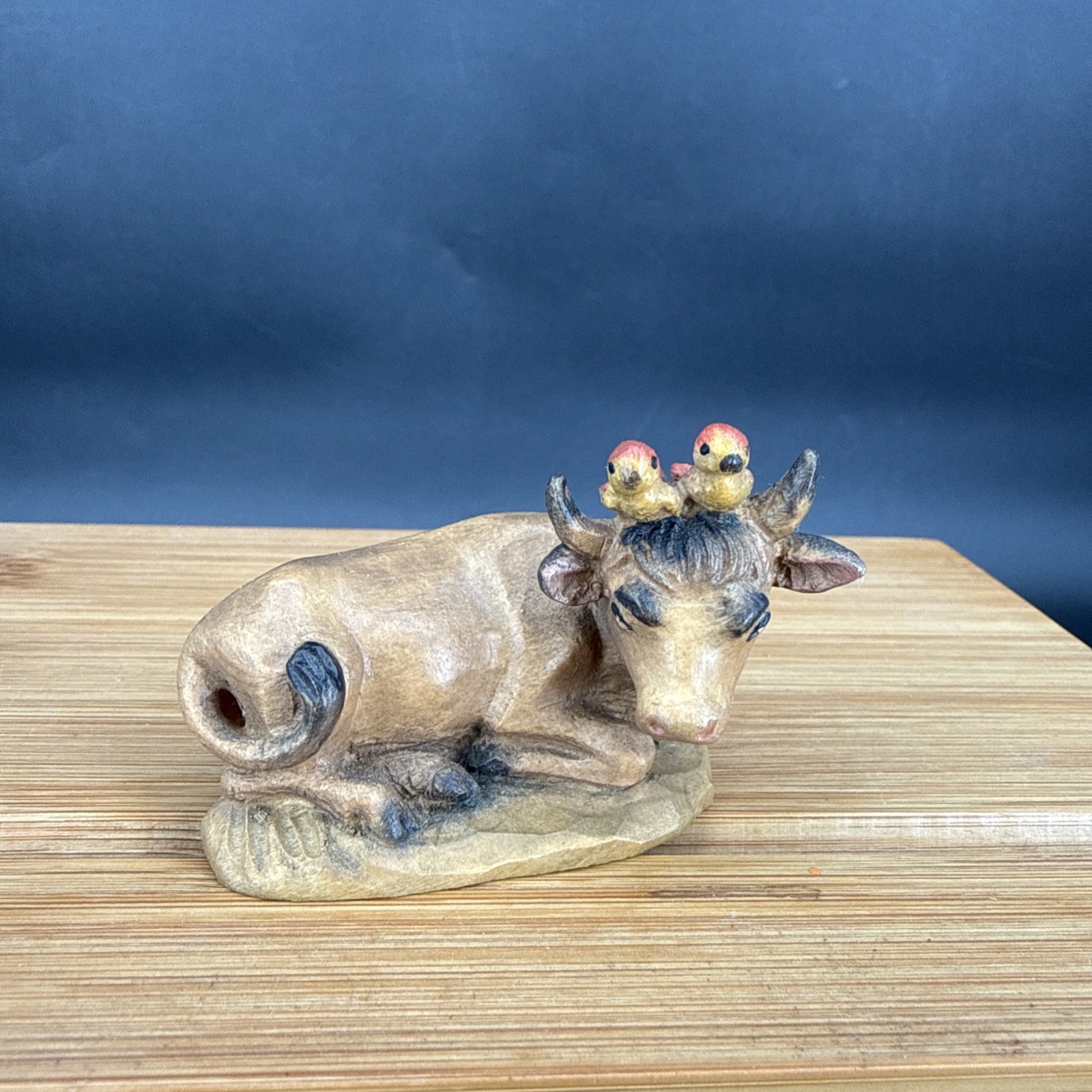 ANRI Ferrandiz Nativity 3″ scale Ox Cow Birds Oxen Wood Carved Figurine EUC