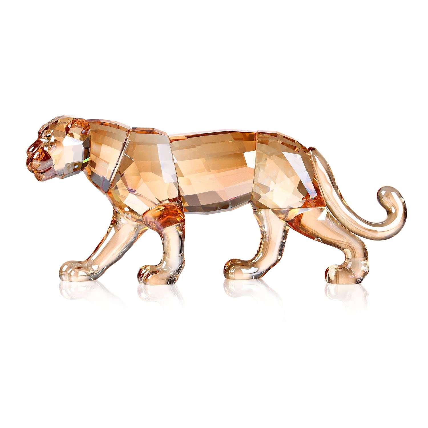 Crystal Leopard Cheetah Realistic Animal Art Figurine Collection Table Ornament