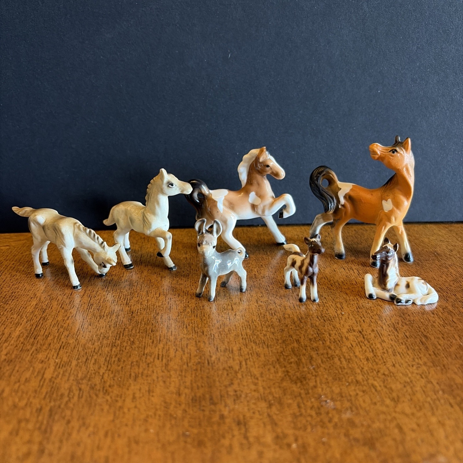 Vintage Old Miniature Horse Figurine Lot of 7 Bone China, Ceramic, Porcelain