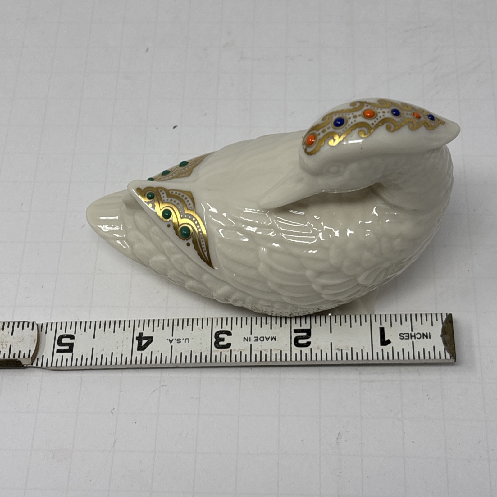 Vintage Lenox China Jewels Collection Preening Duck Figurine 1992 Pristine