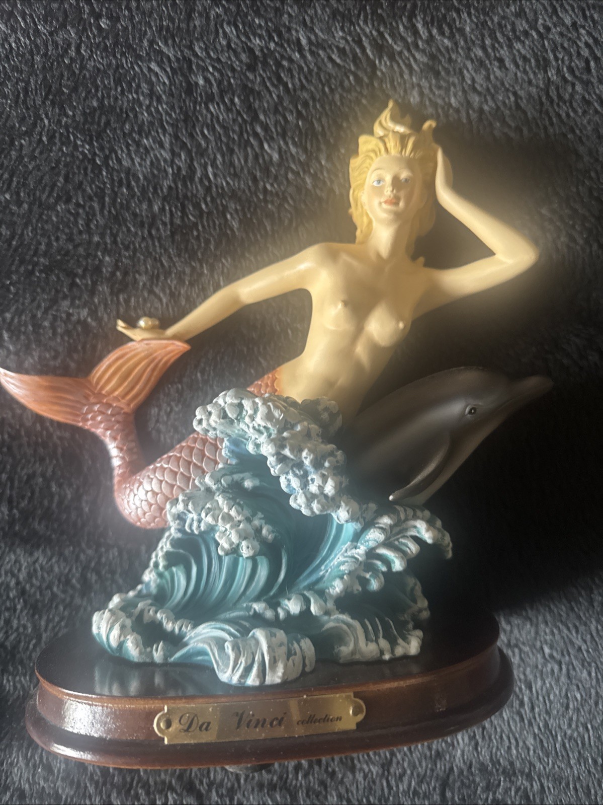 Vintage Davinci Collection Resin Figurine Mermaid Dolphin RARE