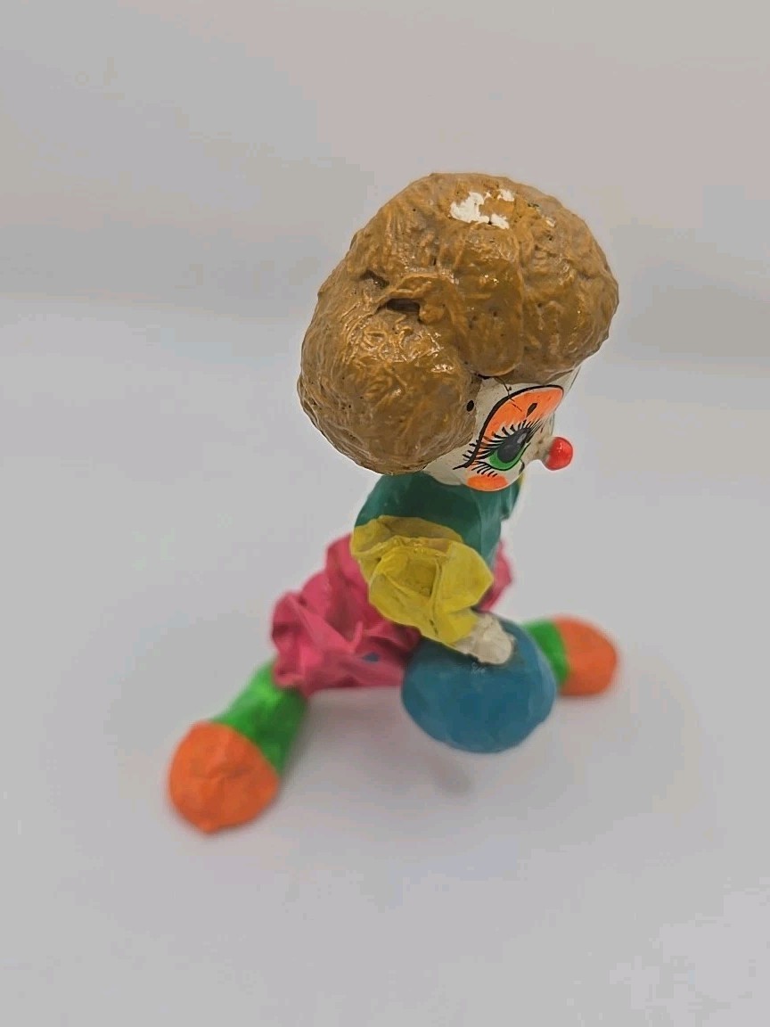 VTG Paper Mache Clown Bowling Whimsical Circus Decor