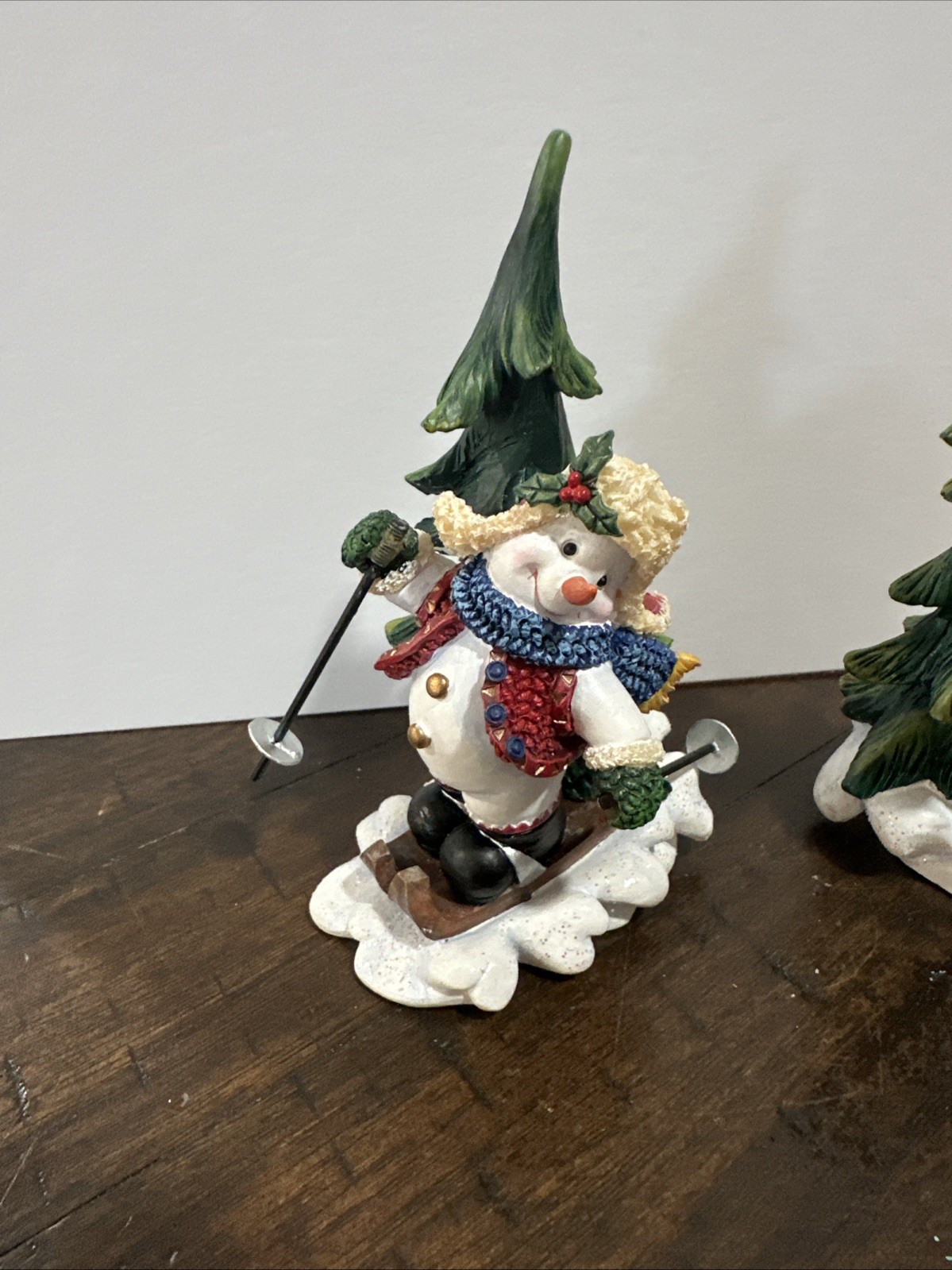 Home Interiors 3 Piece Snowmen Sledding and Skiing Retired