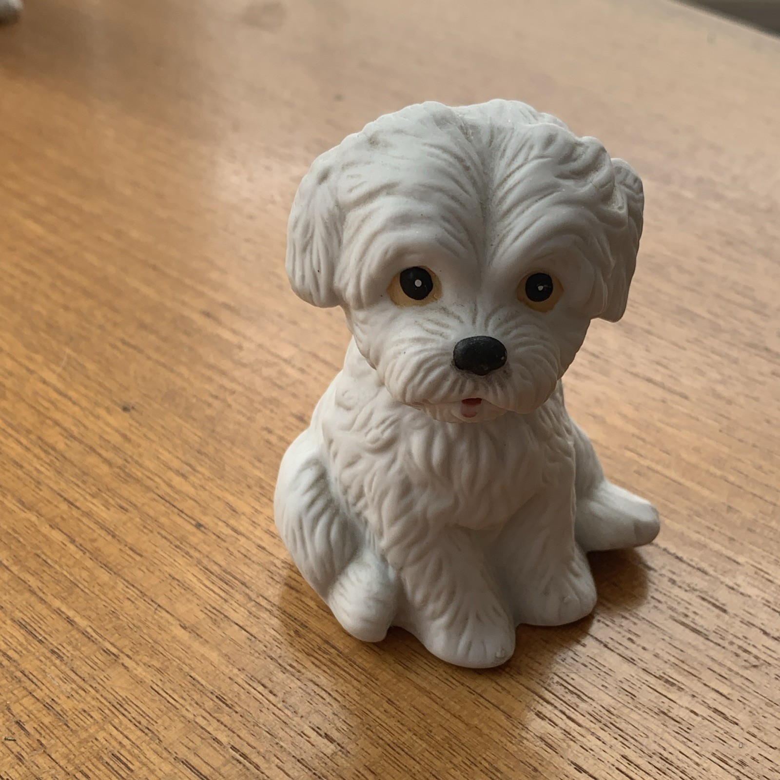White Puppy Dog Ceramic Figurine, Sitting Animal Decor for Any Room