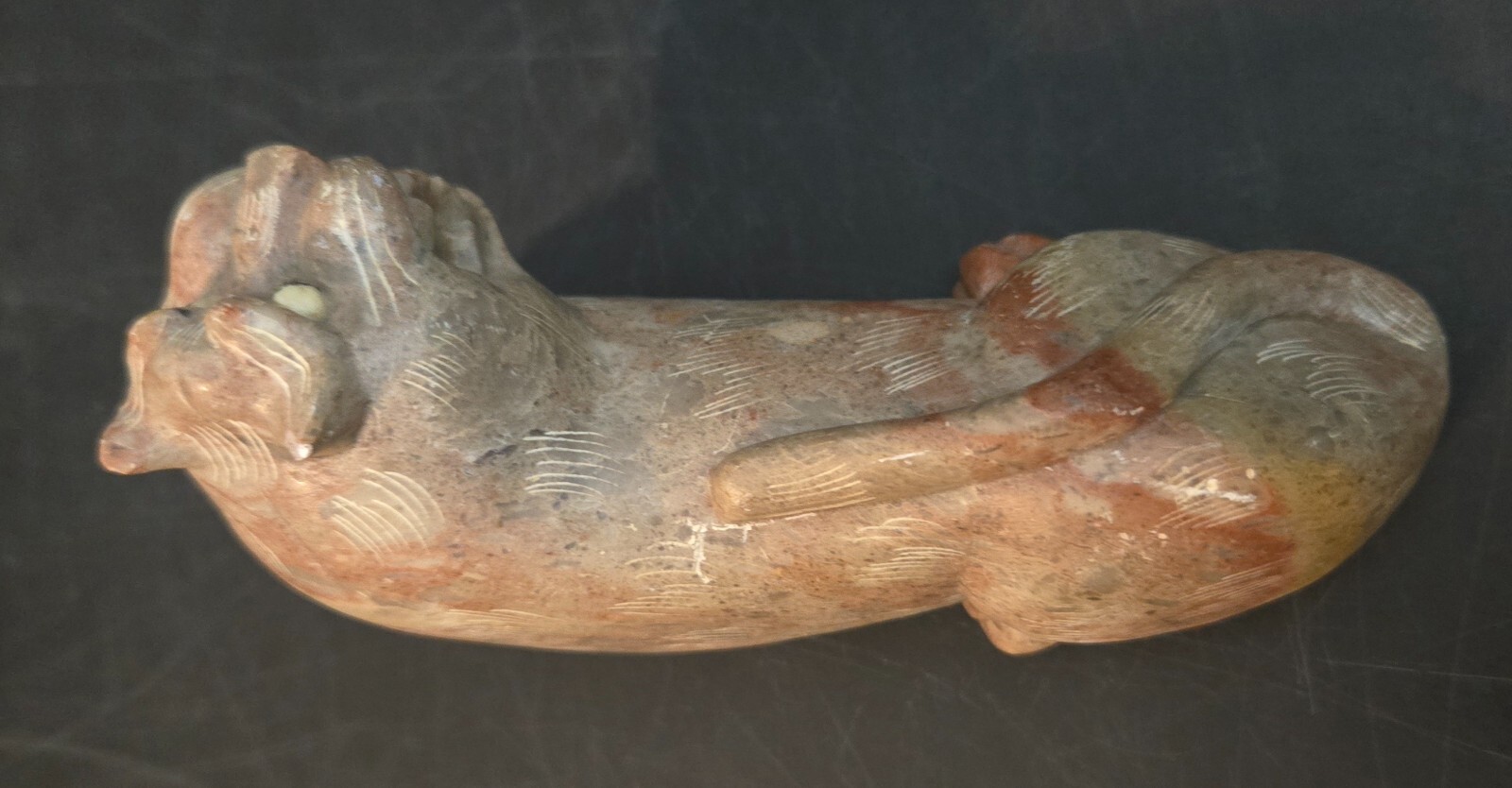 Vintage hand carved stone lion figurine / sculpture / paperweight