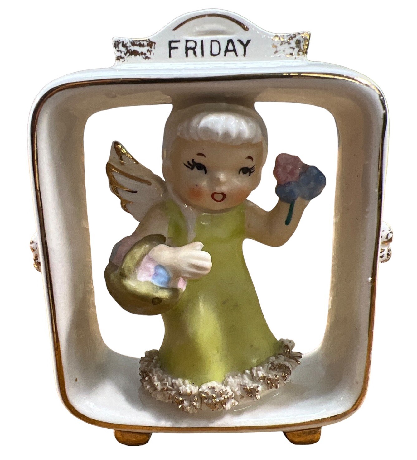 Geo. Z. Lefton Friday Child Of The Week Framed Porcelain Figurine Angel