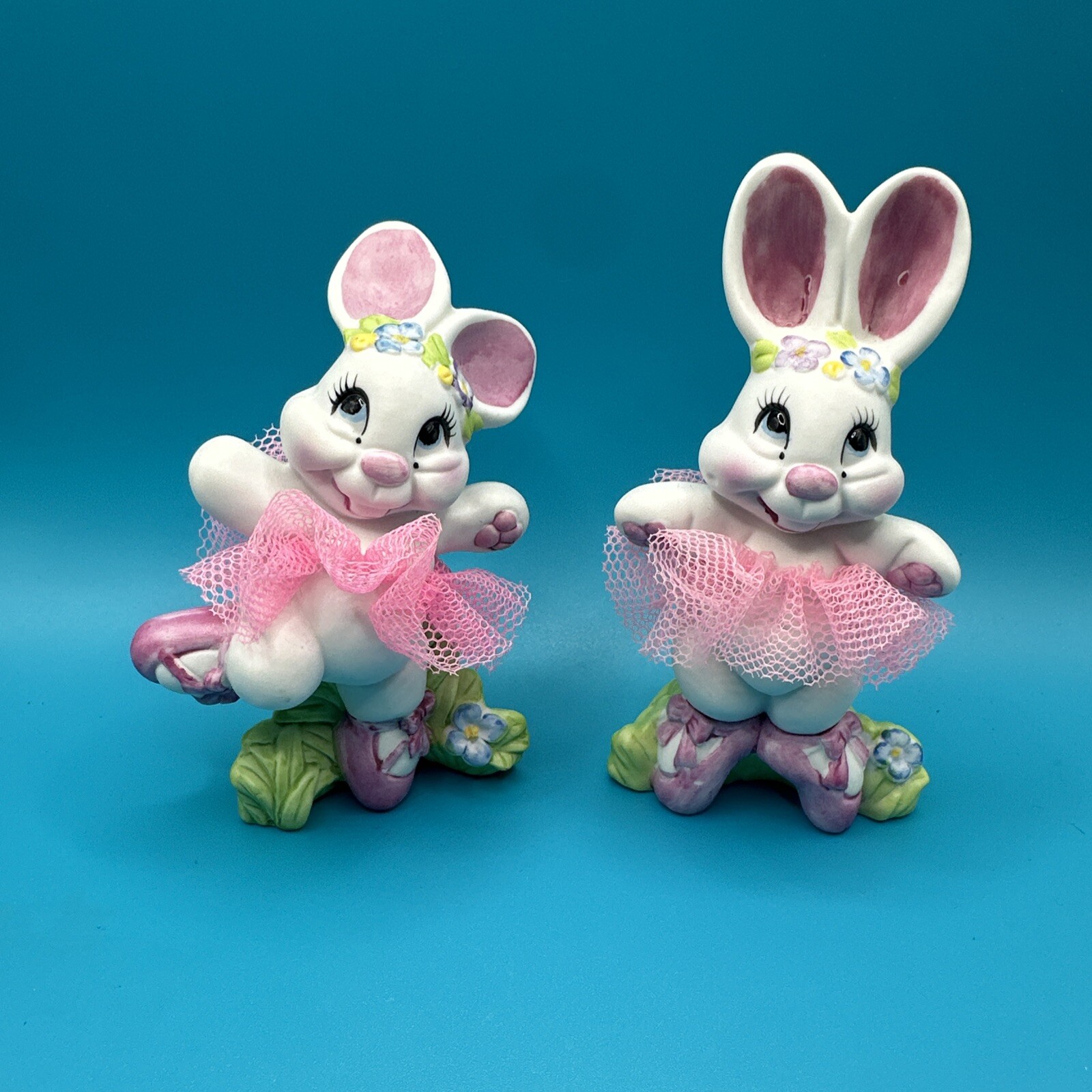 2 Vintage 1980’s George Good Porcelain Ballerina Rabbit Bunnies Figurines Cute!
