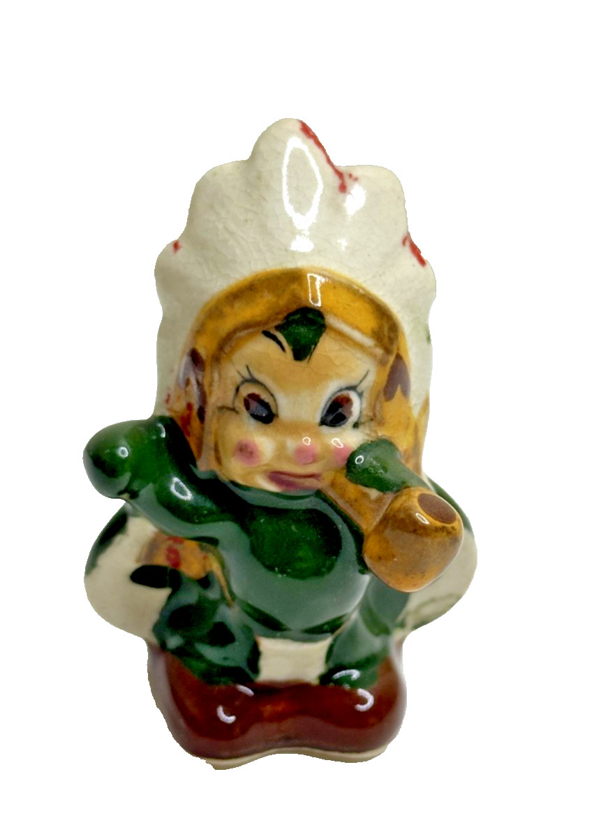 Vintage 1950’s Ceramic Anthropomorphic Bug Indian Chief Smoking Peace Pipe Japan