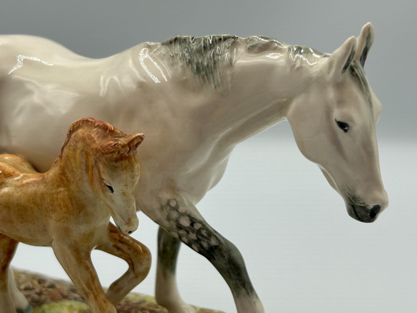 Royal Doulton “The Gude Grey Mare” Mare & Foal Figurine, HN 2532 W/Rare Stamp!