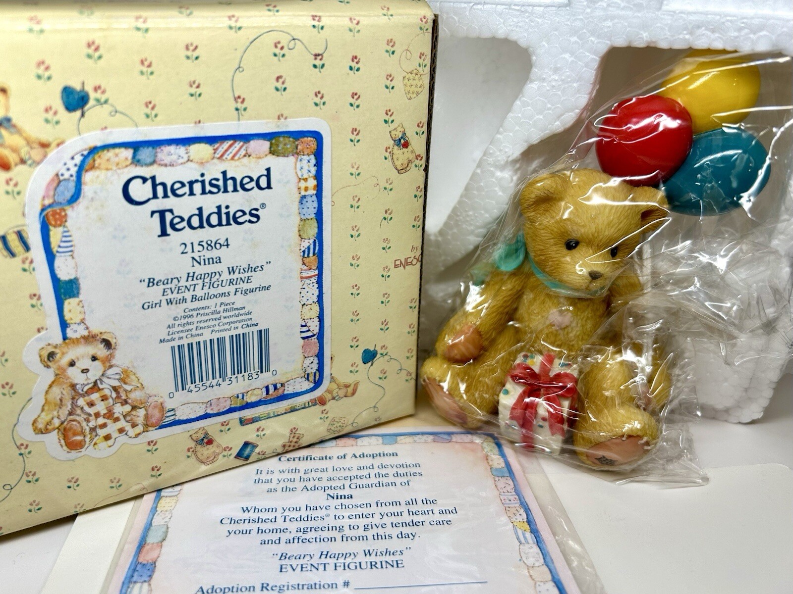 Vintage Cherished Teddies Event Figurine ~ Nina “Beary Happy Wishes” 215864