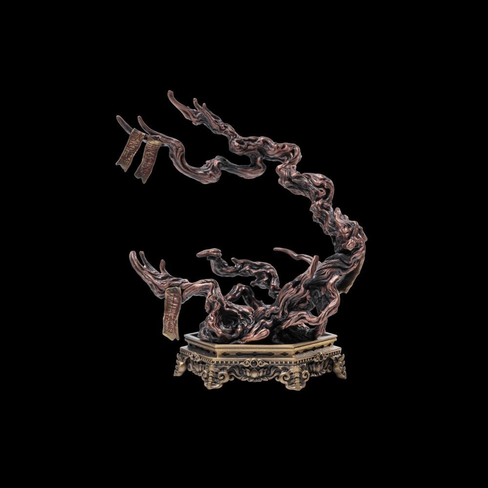 Dragon Spine Blade Gourd Stand Alloy Display, Lucky Talismans, Collectible Decor