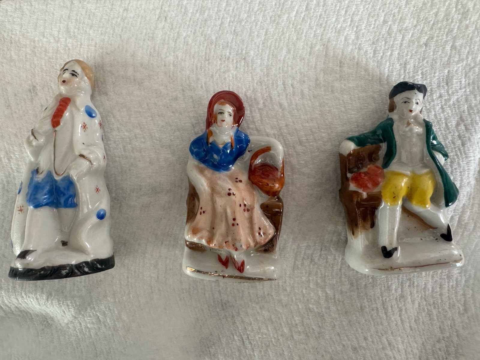 Set of Three Vintage Colonial Porcelain Figures Miniature Figurines