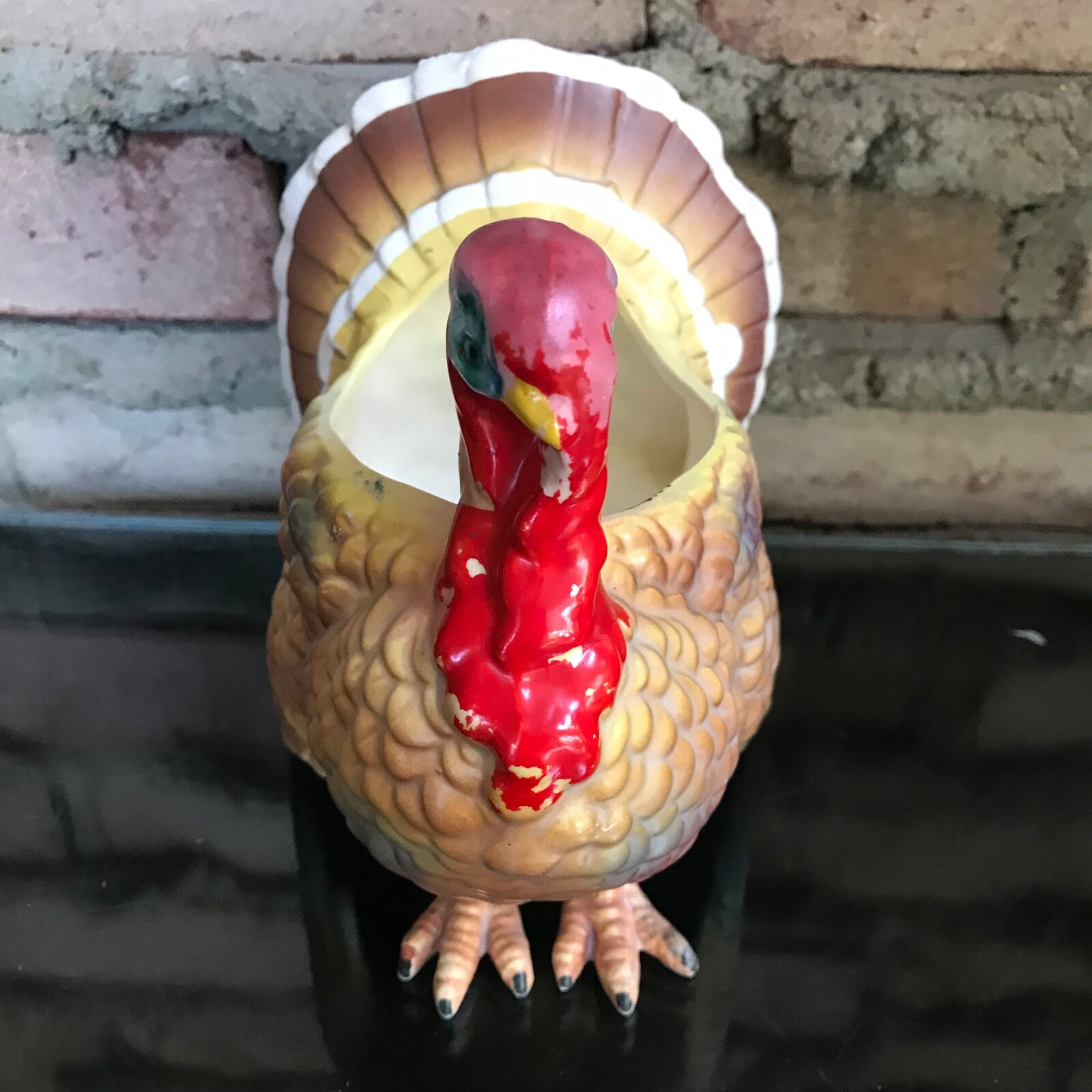 Vtg Lego TURKEY Planter w/Feet Porcelain JAPAN Rare! Fine Quality w/sticker