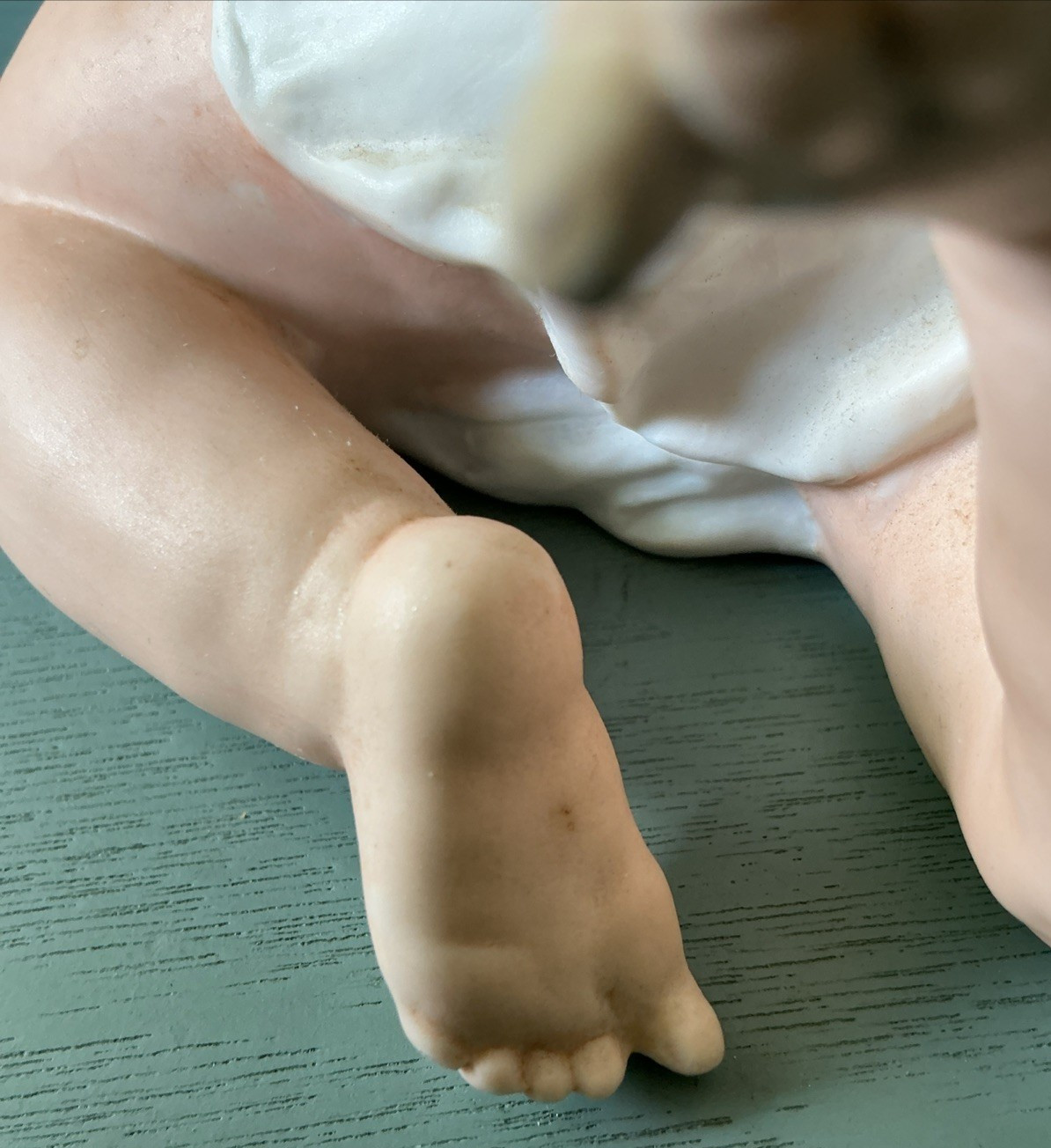 Antique Gebruder Heubach Bisque Piano Baby Figurine 8.5″ L Crawling Germany DEP