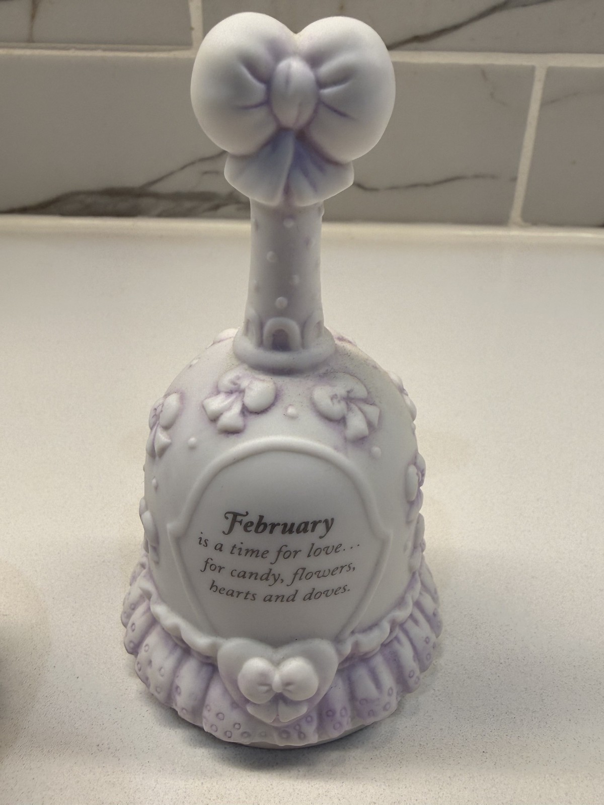 Precious Moments 1996 February Purple And White Bell Figurine