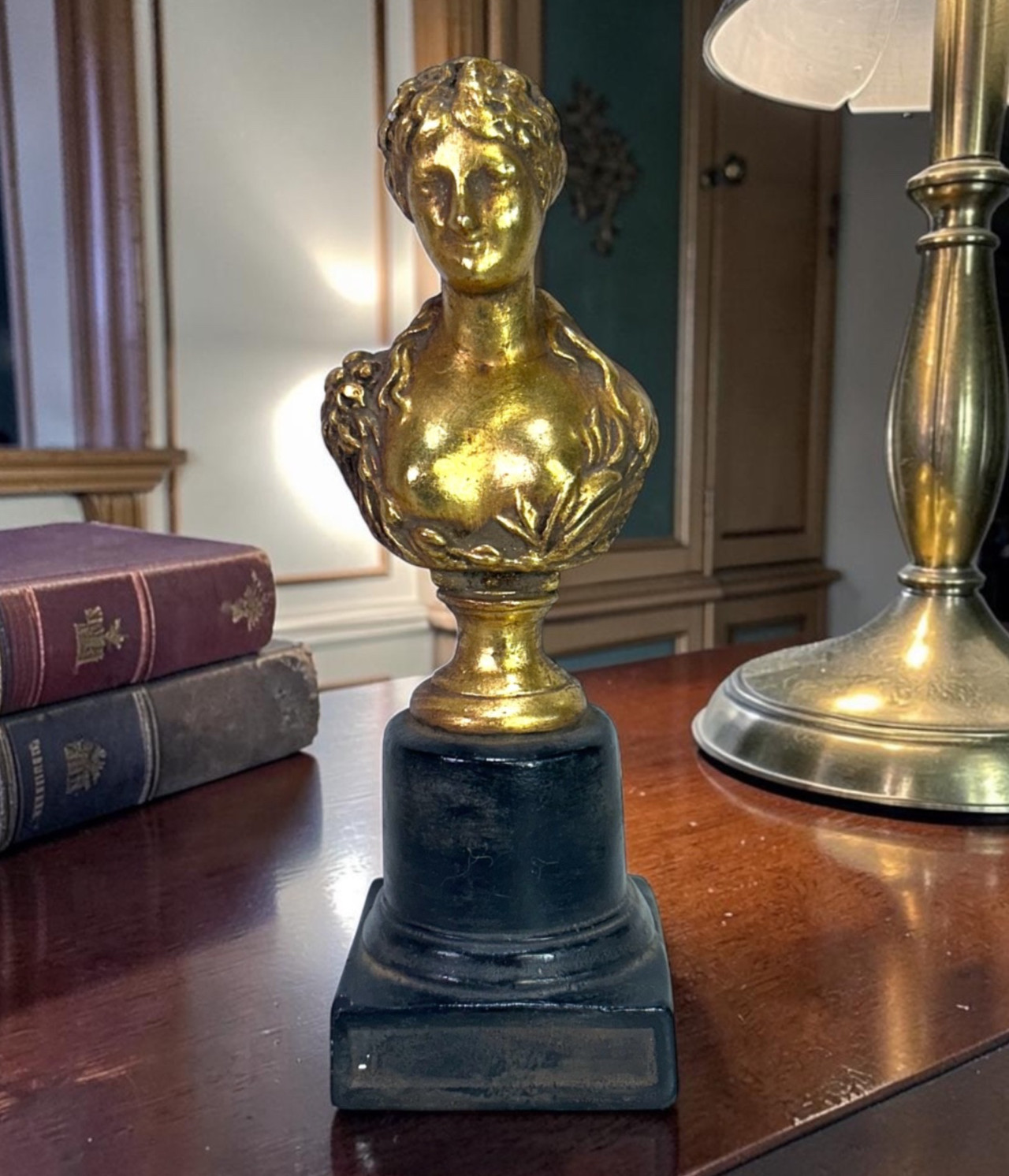 Vintage Thanhardt Burger Corp Gilt Gold Female Bust Plaster Chalkware Statue