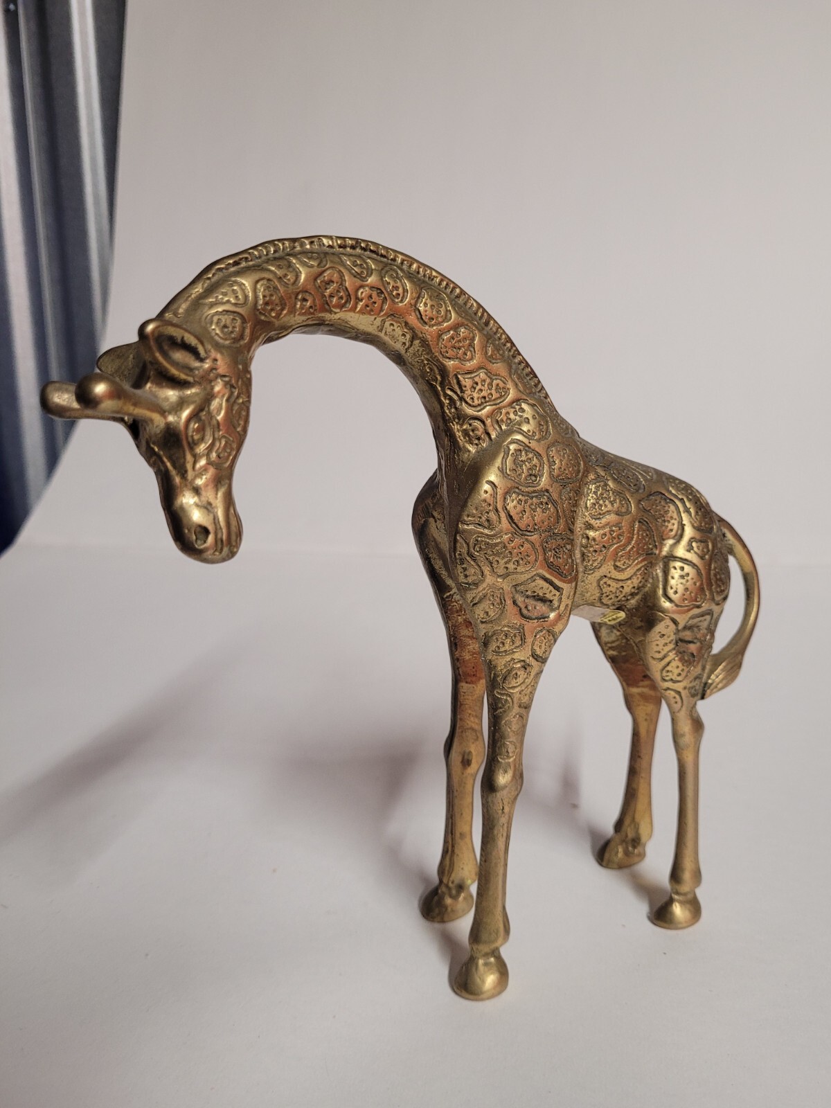 Vintage Solid Brass Giraffe Figurine Statue 8” Tall