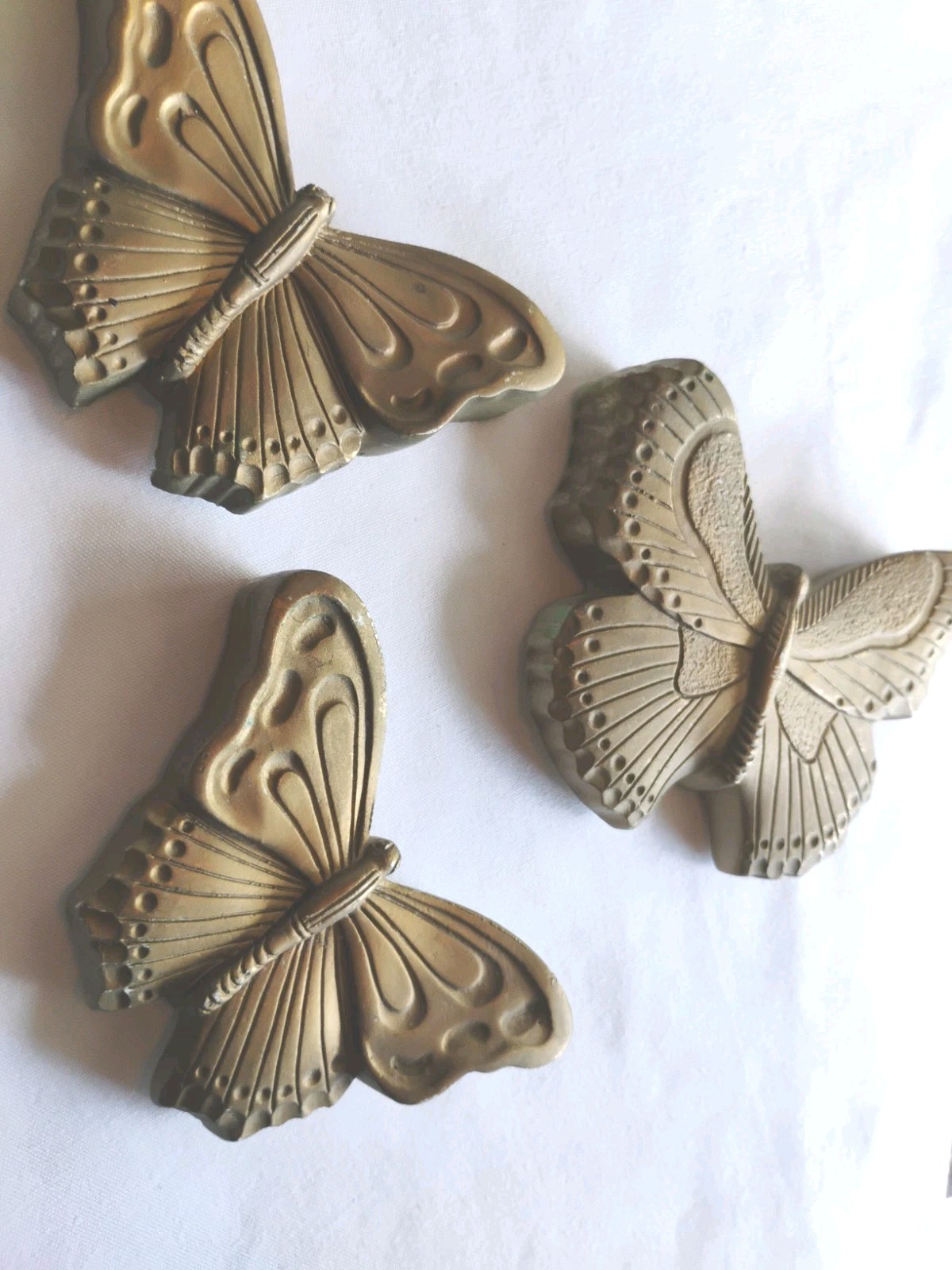 3 Pc Vtg Chalkware Gold Butterflies Wall Hanging Decor 1983 Miller Studio