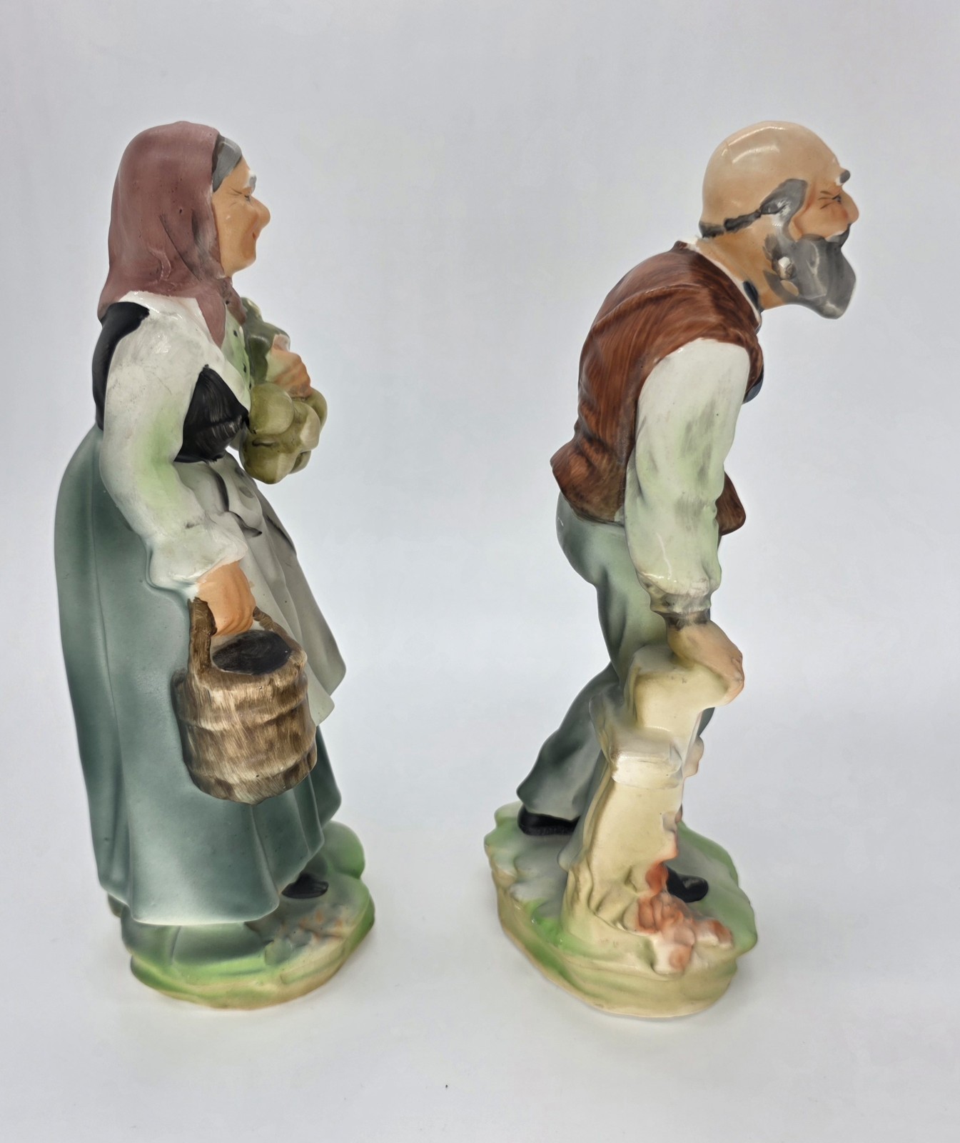 Old Man and Woman Porcelain Figures_Vintage Farmer Country